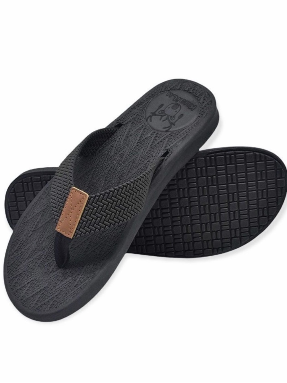 KuaiLu•Men's Black Flip-Flop Sandals 40